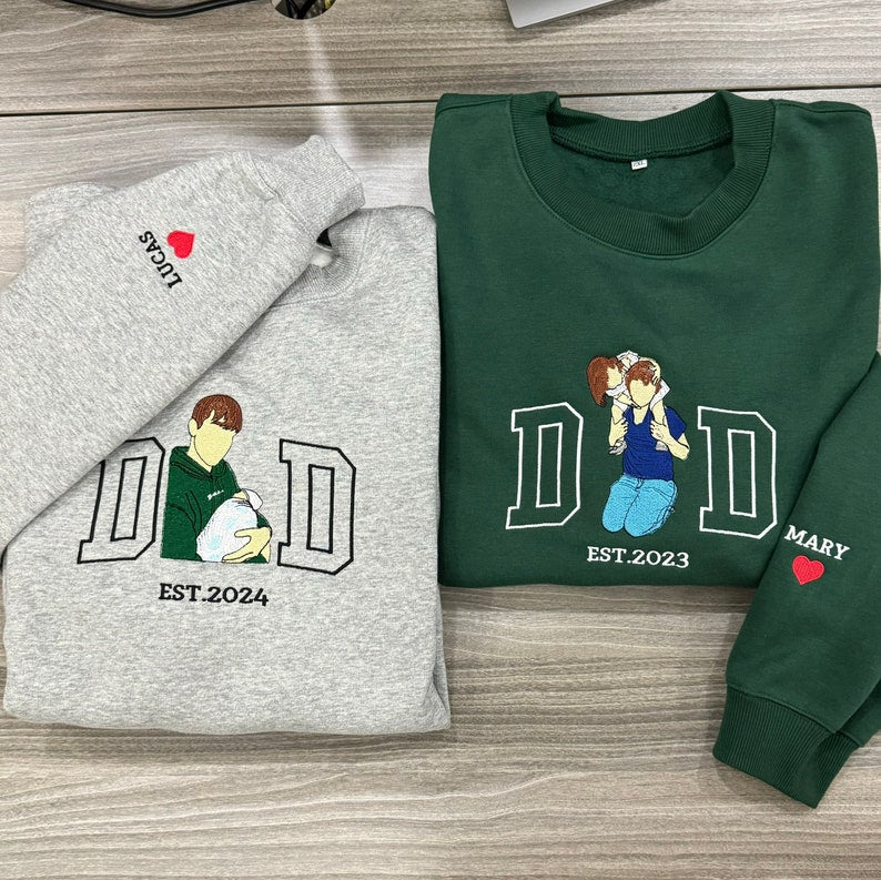 Father's Day Personalized Embroidered Family Photo Shirt