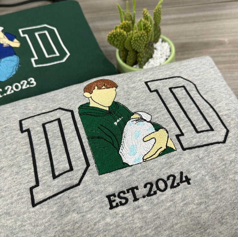 Father's Day Personalized Embroidered Family Photo Shirt