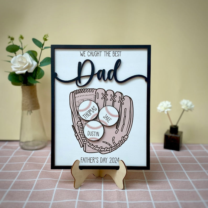 Personalized We Caught The Best Dad, Kid's Name Personalized Throwing Ball, Active Sports, Great Ball Catcher, Gift for Dad