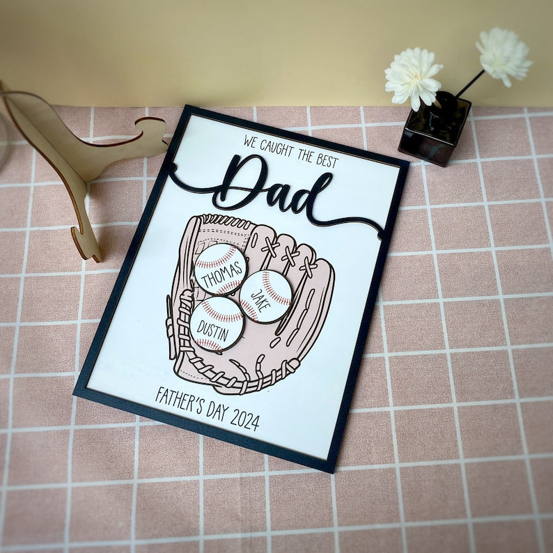 Personalized We Caught The Best Dad, Kid's Name Personalized Throwing Ball, Active Sports, Great Ball Catcher, Gift for Dad