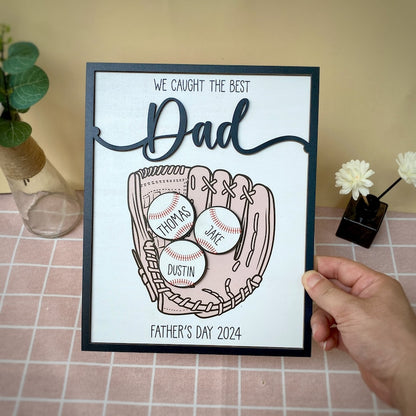 Personalized We Caught The Best Dad, Kid's Name Personalized Throwing Ball, Active Sports, Great Ball Catcher, Gift for Dad