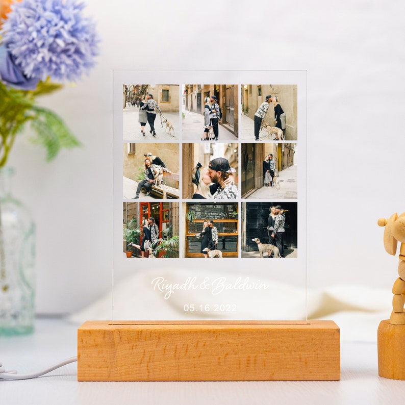Personalized Photo Night Light, Photo Collage LED Light, Custom Photo Lamp, Anniversary Gift, Birthday Gift For Friends Couple,Picture Plaque