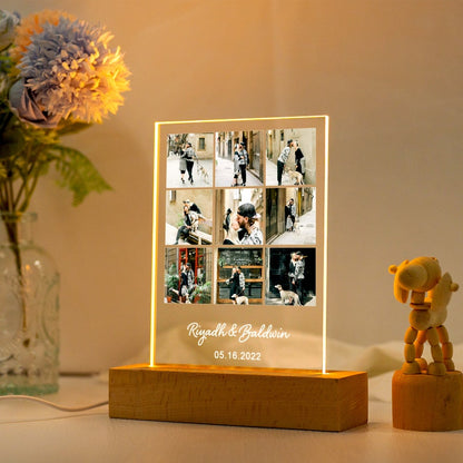 Peronalized Photo Night Light,Photo Collage LED Light,Custom Photo Lamp,Anniversary Gift,Birthday Gift for Friends Couple,Valentines Gifts