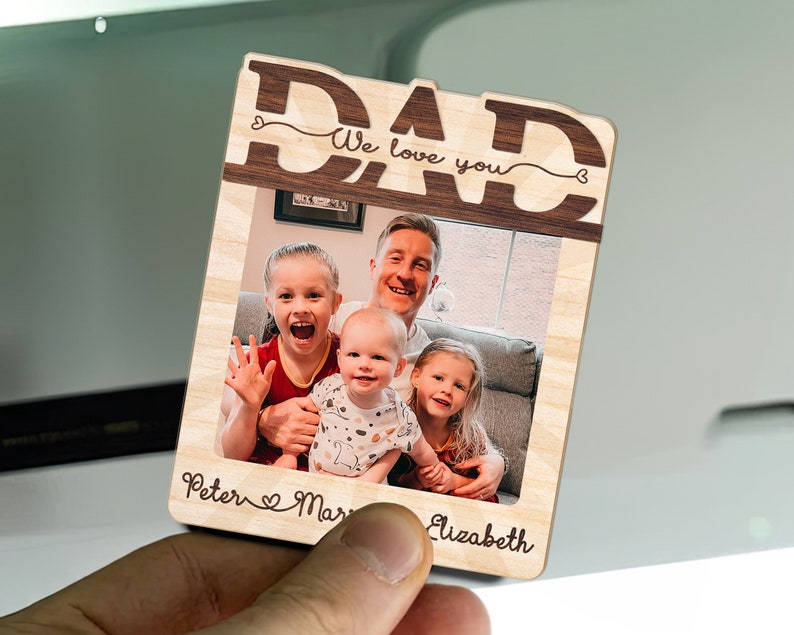 Customized Picture Dad And Children Gift, Personalized Father's Day Sun Visor Clip, Picture Visor Clip, Drive Safe Daddy Photo Frame