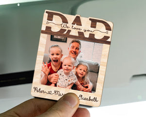 Customized Picture Dad And Children Gift, Personalized Father's Day Sun Visor Clip, Picture Visor Clip, Drive Safe Daddy Photo Frame