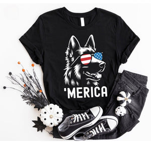 Merica German Shepherd Shirt | 4th of July Dog Shirt | Shepherd Dog Lover Gift | Patriotic Dog Tee | German Shepherd Mom & Dad Shirt