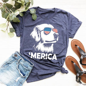 Merica Golden Retriever Shirt | 4th of July Dog Shirt | Golden Retriever Mom Gift | Patriotic Dog Tee | Golden Retriever Lover Shirt