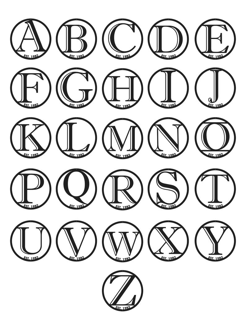 Metal Letter Family Sign, Round Letter Monogram, Round Sign, Custom Metal Sign