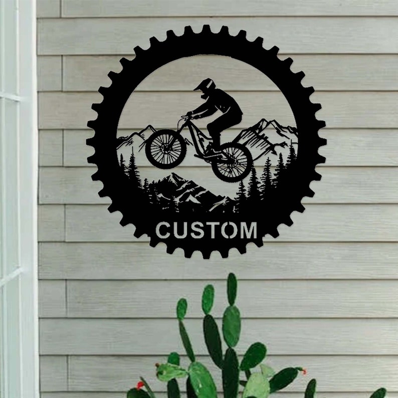 Custom Mountain Bike Sign,Mountain Bike Metal Wall Art,Personalized Biker Name Sign,Biker Home Decor,Cyclist Gift,Bike Riding Cycling Sign