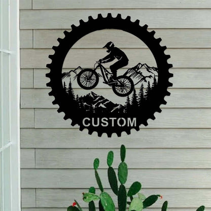 Custom Mountain Bike Sign,Mountain Bike Metal Wall Art,Personalized Biker Name Sign,Biker Home Decor,Cyclist Gift,Bike Riding Cycling Sign