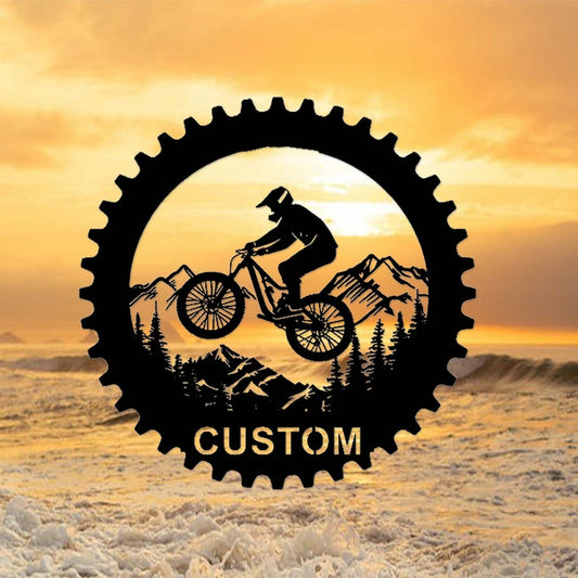 Custom Mountain Bike Sign,Mountain Bike Metal Wall Art,Personalized Biker Name Sign,Biker Home Decor,Cyclist Gift,Bike Riding Cycling Sign