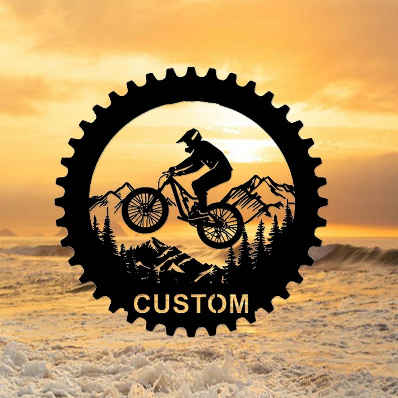 Custom Mountain Bike Sign,Mountain Bike Metal Wall Art,Personalized Biker Name Sign,Biker Home Decor,Cyclist Gift,Bike Riding Cycling Sign