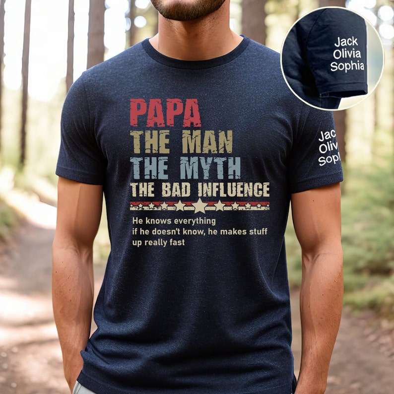 Personalized Papa The Man The Myth Shirt, Custom Father's Day Shirt With Kids Names, Funny Gift For Husband Hoodie, Gift For Dad