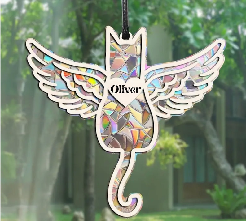 Personalized Loss of Cat Suncatcher, Cat Memorial Gift Personalized, Loss of Pet Sympathy Gift, Memorial gift, Gift for Cat Lovers