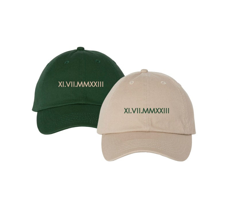 Custom Roman Numeral Embroidered Cap // Initial Heart Custom Embroidered Hat // Anniversary Date // Personalized Cap // Bachelorette