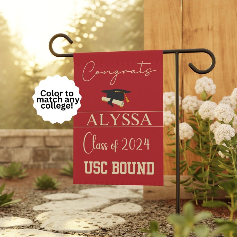 Custom Graduation Flag, Graduation Yard Sign, High School Grad Flag, College Class of 2024 Grad Flag, Personalized College Bound