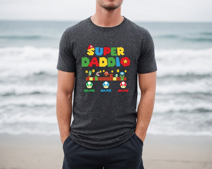 Custom Super Daddio Shirt, Personalized Kids Name Dad Shirt, Daddy Shirt, Father's Day Shirt, Gift for Dad, Super Dad Shirt ,Gamer Daddy Tee