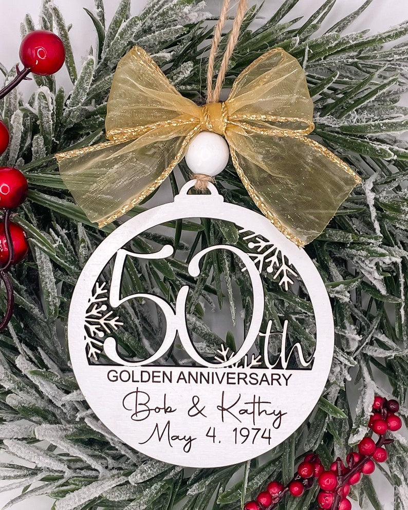 50th Anniversary Personalized Christmas Ornament, 50th Wedding Anniversary Gift, Anniversary Party Gift, Custom 50th Anniversary Gift