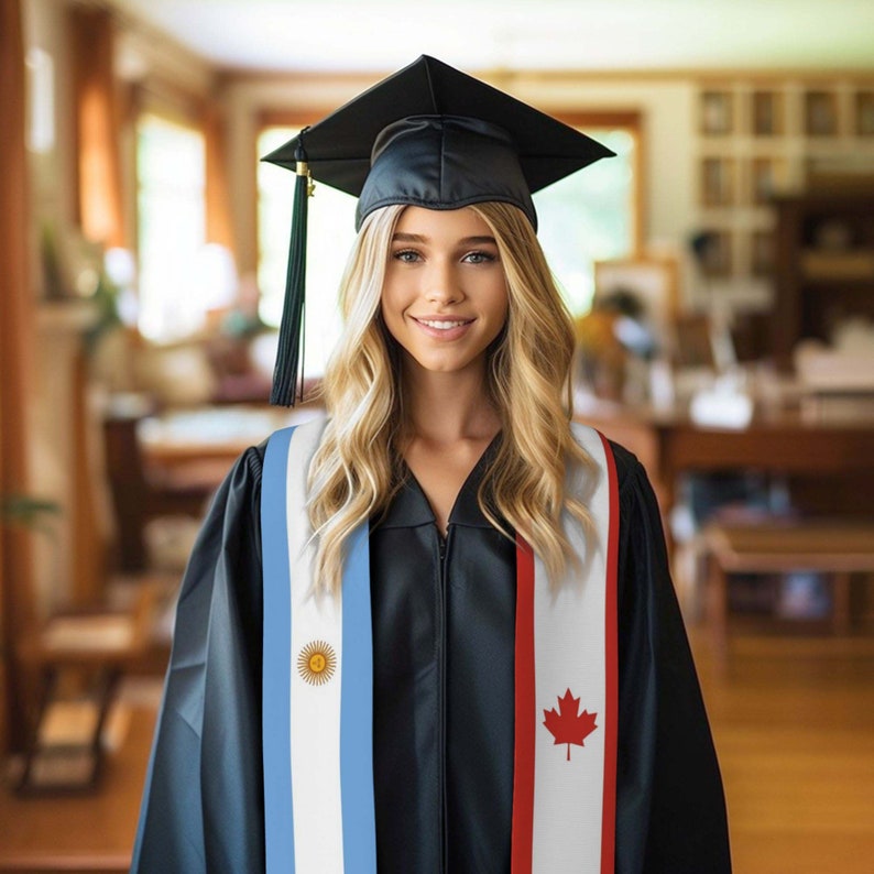 Custom Mixed 2/3/4 Flag Graduation Stole,Personalized Gifts for Student,Custom Graduation Sash for Friends,Custom Class of 2026 Flag Stole
