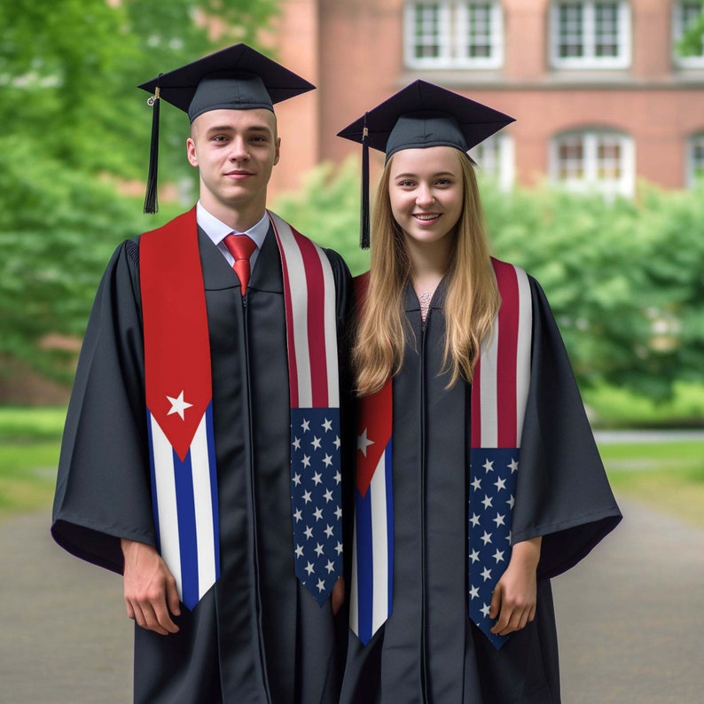 Custom Mixed 2/3/4 Flag Graduation Stole,Personalized Gifts for Student,Custom Graduation Sash for Friends,Custom Class of 2026 Flag Stole
