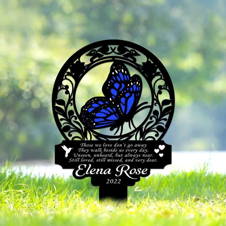 Personalized Memorial Stake Metal, Butterfly Memorial Stake, In Loving Memorial, Remembrance Stake, Sympathy Gift, Outdoor Grave Marker