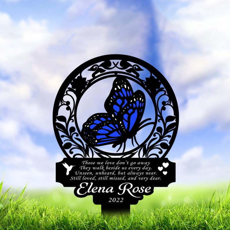 Personalized Memorial Stake Metal, Butterfly Memorial Stake, In Loving Memorial, Remembrance Stake, Sympathy Gift, Outdoor Grave Marker