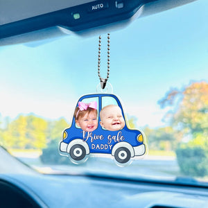 Hanging Car Baby Photo Face Custom Car Ornament, Car Accessories, Personalized Drive Safe Daddy Gift For Dad, Papa Gifts