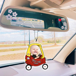 Hanging Car Baby Photo Face Custom Car Ornament, Car Accessories, Personalized Drive Safe Daddy Gift For Dad, Papa Gifts