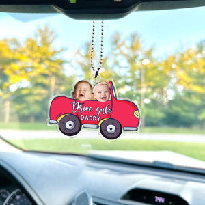 Hanging Car Baby Photo Face Custom Car Ornament, Car Accessories, Personalized Drive Safe Daddy Gift For Dad, Papa Gifts