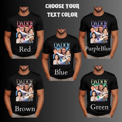 Custom Photo Daddy Shirt, Custom Rap Daddy Tee, Dad Shirt With Kid Face Photos, Custom Father's Day Gift Personalized Father Gifts