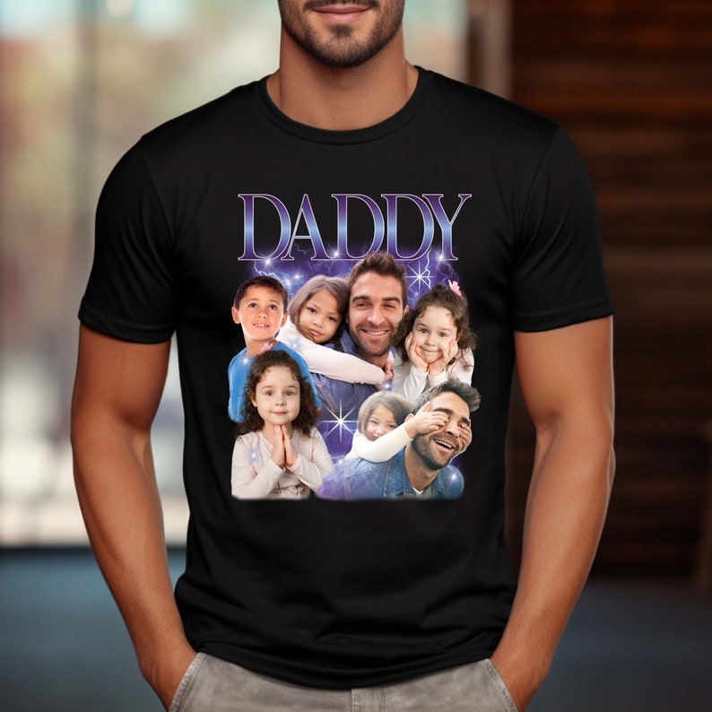 Custom Photo Daddy Shirt, Custom Rap Daddy Tee, Dad Shirt With Kid Face Photos, Custom Father's Day Gift Personalized Father Gifts