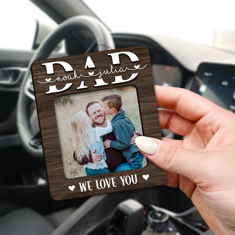 Custom Car Visor Clip For Dad, Personalized Gift For Dad, Fathers Day Gift, Dad Gifts From Kids, Custom Photo Sun Visor Clip,Dad Magnet Gift
