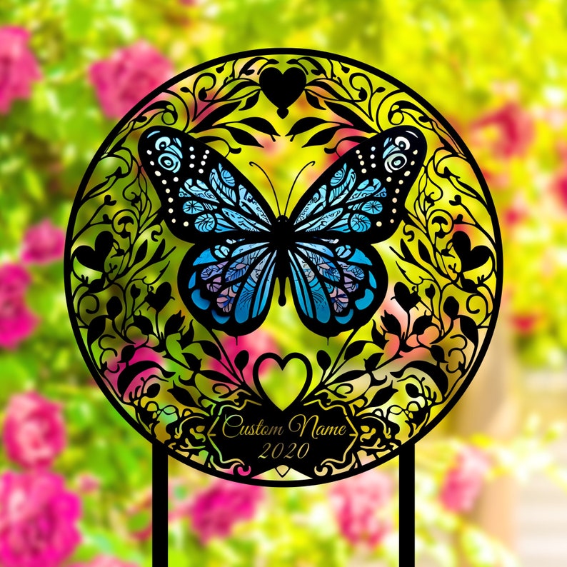 Personalized Memorial Stake Metal, Butterfly Memorial Stake, In Loving Memorial, Remembrance Stake, Sympathy Gift, Outdoor Grave Marker Sign