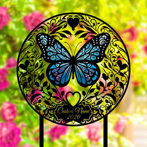 Personalized Memorial Stake Metal, Butterfly Memorial Stake, In Loving Memorial, Remembrance Stake, Sympathy Gift, Outdoor Grave Marker Sign