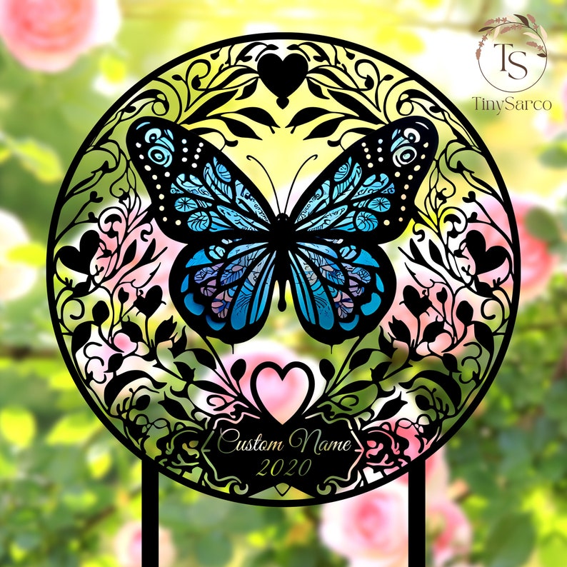 Personalized Memorial Stake Metal, Butterfly Memorial Stake, In Loving Memorial, Remembrance Stake, Sympathy Gift, Outdoor Grave Marker Sign