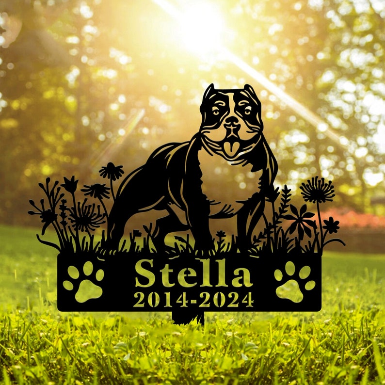Custom Dog Memorial Stake, Dog Grave Marker, Dog Loss Metal Stake, Personalized Cut Metal Dog Garden Sign, Dog Loss Gift, Garden Decor Metal Sign il_794xN.6027806372_qhig.jpg