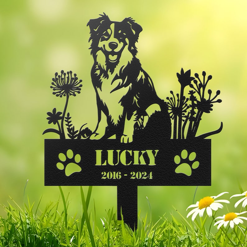 Custom Dog Memorial Stake, Dog Grave Marker, Dog Loss Metal Stake, Personalized Cut Metal Dog Garden Sign, Dog Loss Gift, Garden Decor Metal Sign il_794xN.6027809188_rzrk.jpg