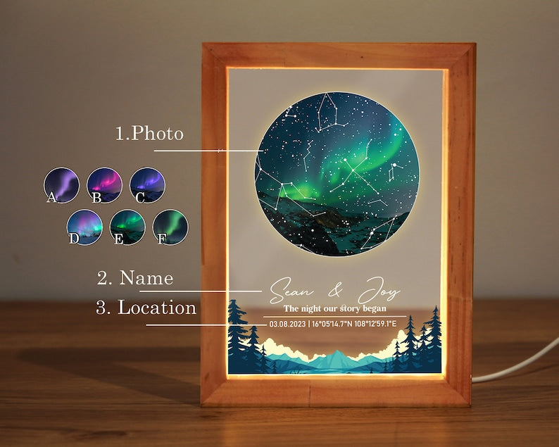 Custom Constellation Star Map Night Light, Night Sky By Date, Night Sky Celestial Map Night Light, Couple Gift, Couple Sign, Gift For Her