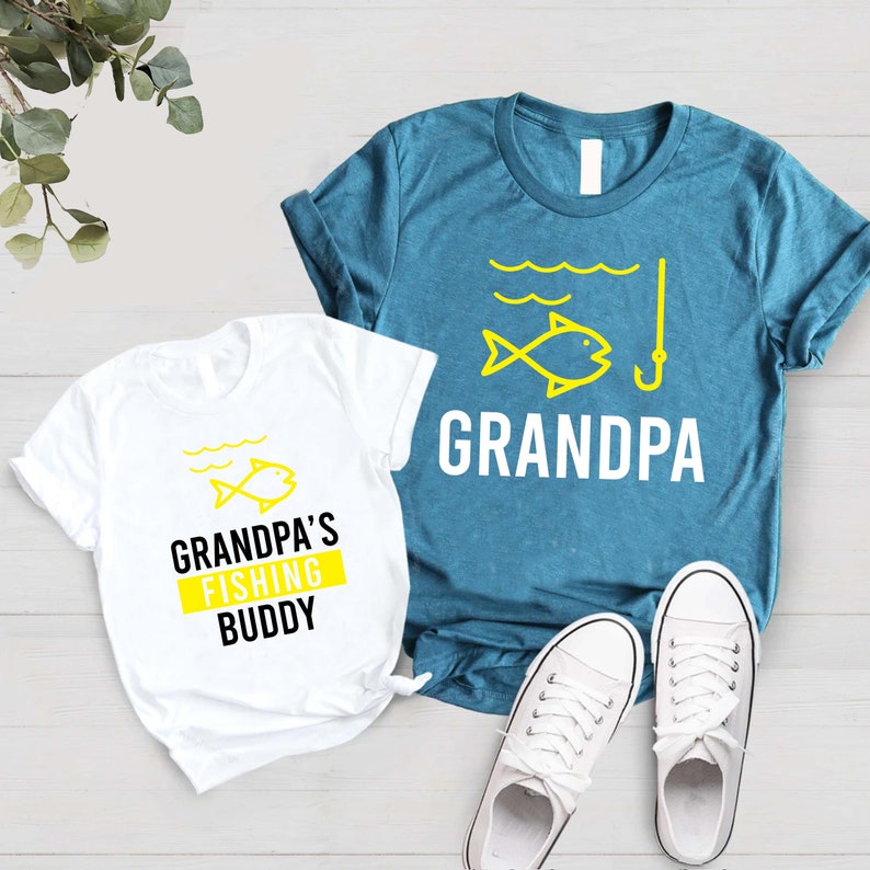 Grandpa and Grandpa's Fishing Buddy Shirts, Matching T-Shirts For Grandpa and Grandson, Grandpa Grandchild Fishing, Fishing With Grandpa