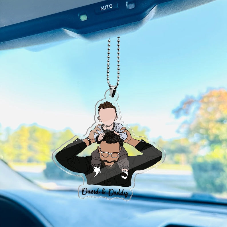 Fathers Day Gifts, Personalized Portrait From Photo Ornament, Custom Photo Car Ornament Gifts For Dad, Car Accessories, Gifts For Husband