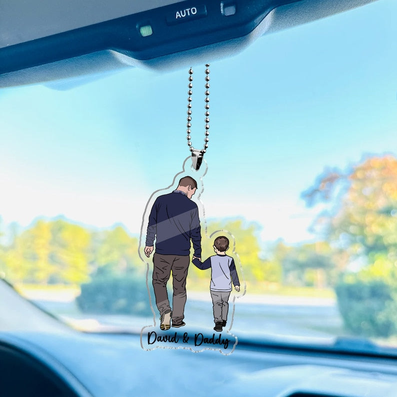 Fathers Day Gifts, Personalized Portrait From Photo Ornament, Custom Photo Car Ornament Gifts For Dad, Car Accessories, Gifts For Husband