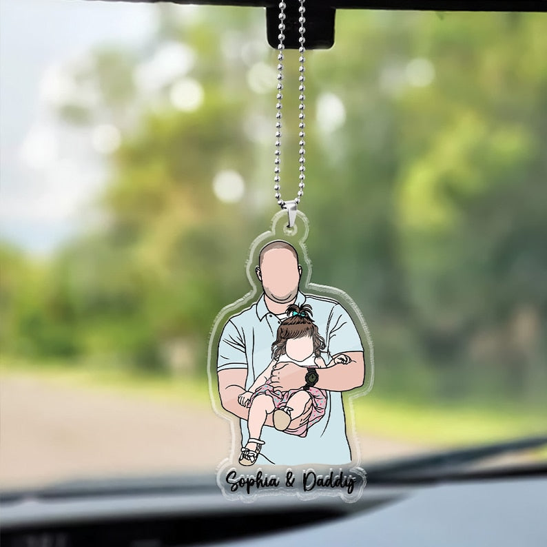 Fathers Day Gifts, Personalized Portrait From Photo Ornament, Custom Photo Car Ornament Gifts For Dad, Car Accessories, Gifts For Husband