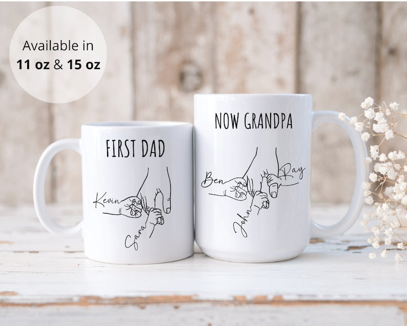 Personalize Promoted Dad to Grandpa Mug,You Hold My Hand,Dad Mug With Kids Names,New Grandpa Gift,New Grandpa Mug,Baby Reveal,Fathers Day il_794xN.6028519596_h76n.jpg