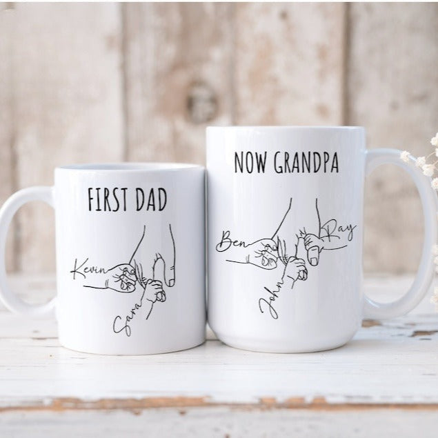 Personalize Promoted Dad to Grandpa Mug,You Hold My Hand,Dad Mug With Kids Names,New Grandpa Gift,New Grandpa Mug,Baby Reveal,Fathers Day il_794xN.6028519596_h76n_1.jpg