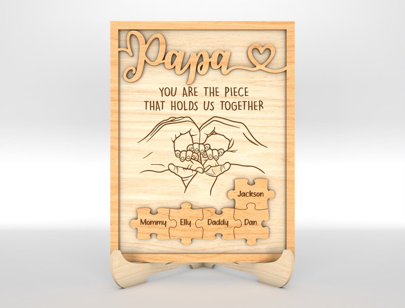 Personalized Fathers Day Puzzle Wood Sign, Family hands sign, Gift for Dad, Fathers Day Gifts, Gift For Grandpa