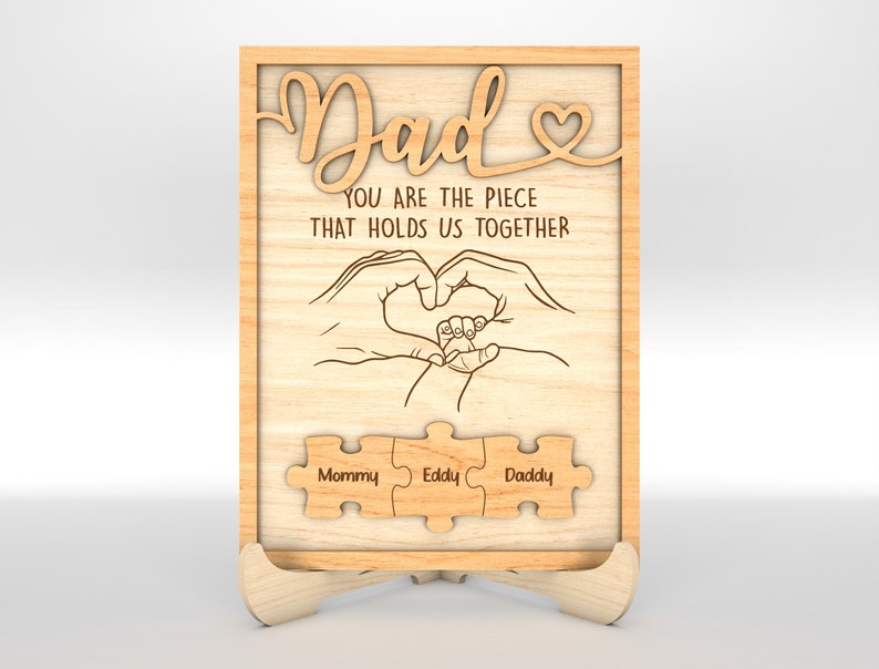 Personalized Fathers Day Puzzle Wood Sign, Family hands sign, Gift for Dad, Fathers Day Gifts, Gift For Grandpa