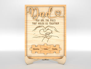 Personalized Fathers Day Puzzle Wood Sign, Family hands sign, Gift for Dad, Fathers Day Gifts, Gift For Grandpa