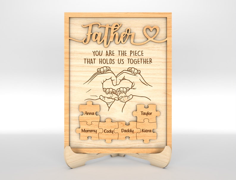Personalized Fathers Day Puzzle Wood Sign, Family hands sign, Gift for Dad, Fathers Day Gifts, Gift For Grandpa