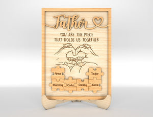 Personalized Fathers Day Puzzle Wood Sign, Family hands sign, Gift for Dad, Fathers Day Gifts, Gift For Grandpa