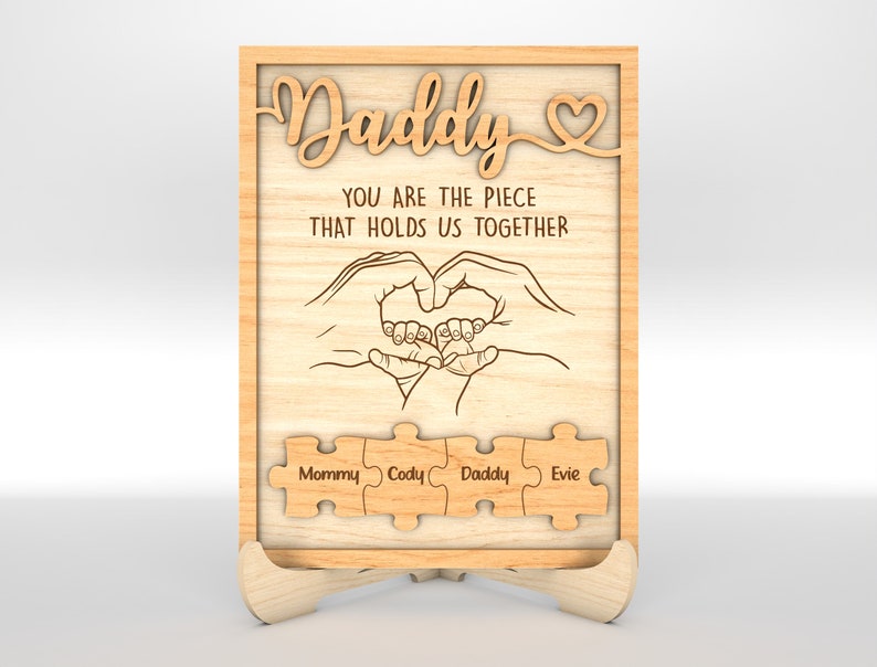 Personalized Fathers Day Puzzle Wood Sign, Family hands sign, Gift for Dad, Fathers Day Gifts, Gift For Grandpa